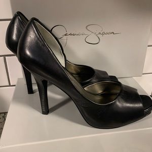 Jessica Simpson Black Leather Heels